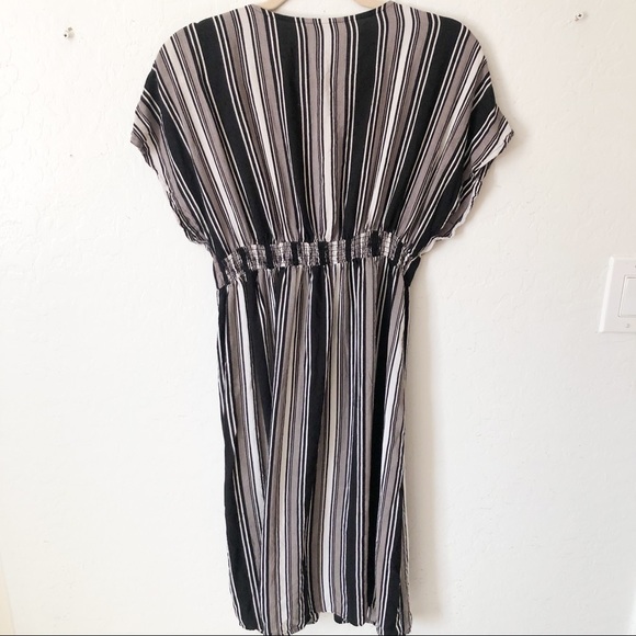 ❌SOLD❌ANGIE Striped V-Neck Button Front Dress - Picture 4 of 5
